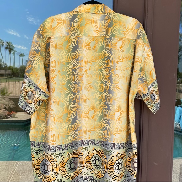 Pineapple Connection Orange/Yellow/Grey Hawaiian Tribal Shirt L - Picture 8 of 11